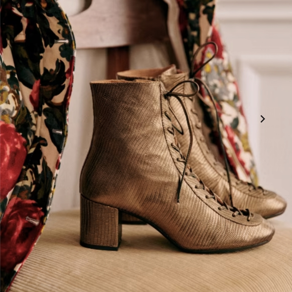 Sézane Sandy Boots - Embossed Bronze - Like New, Never Worn